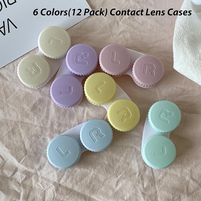 12 Pack Contact Lens Case, Portable Contact Case for Travel Outdoor Home Office Dormitory and Daily Use,Colorful - Image 3