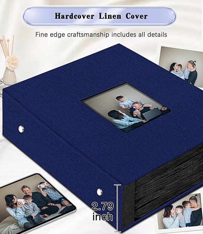 Ejblfe Photo Album 4x6,Linen Cover Slide-in Photo Album Book Can Holds 1000 4x6 Photos with 100 Black Sheets for Family,Wedding,Baby and Holiday Pictures (Dark blue) - Image 5