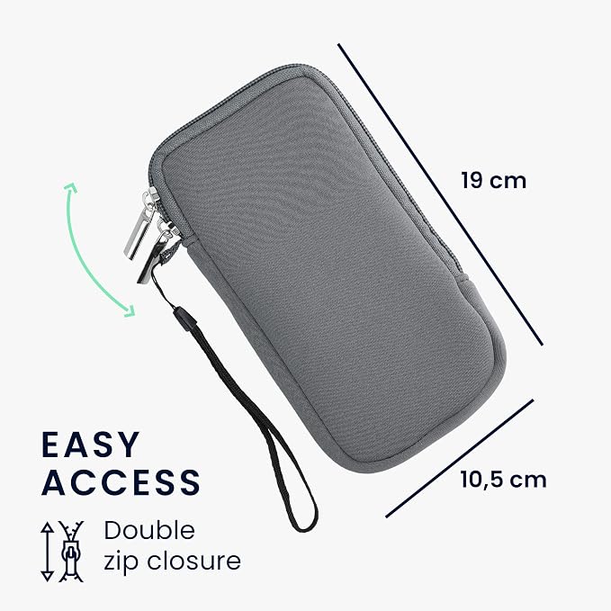 kwmobile Universal Phone Pouch Size XL - 6.7/6.8" - Neoprene Smartphone Pouch with Zip - Water-Repellent Mobile Phone Case - Sleeve in Stone Dust - Image 6