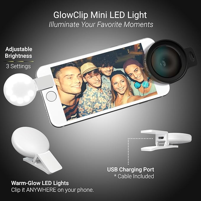 Xenvo Pro Lens Kit for iPhone and Android, Macro and Wide Angle Lens with LED Light and Travel Case Black - Image 5