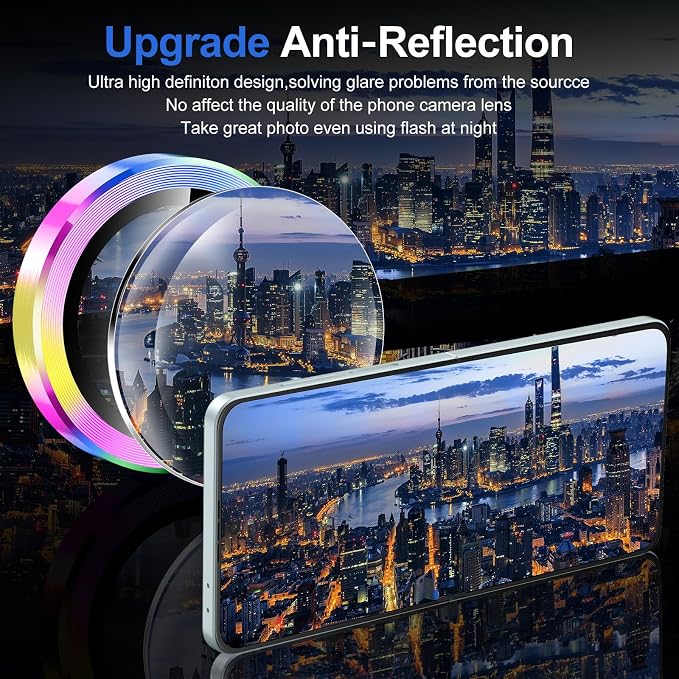 for Samsung Galaxy Z Flip 7 Camera Lens Protector, Individual Metal Ring Tempered Glass Lens Cover, [Strong Adsorption] Scratch Resistant Ultra-Thin HD Clear Lens Cover, 1 Set-Colorful - Image 4