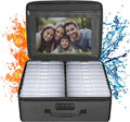 ENGPOW Photo Storage Box with 18 Inner 4" x 6" Photo Case(Clear), Fireproof Photo Organizer with Lock, Collapsible Portable Acid-Free Photo Keeper Craft Storage with Handles for Home, Office, travel by ENGPOW