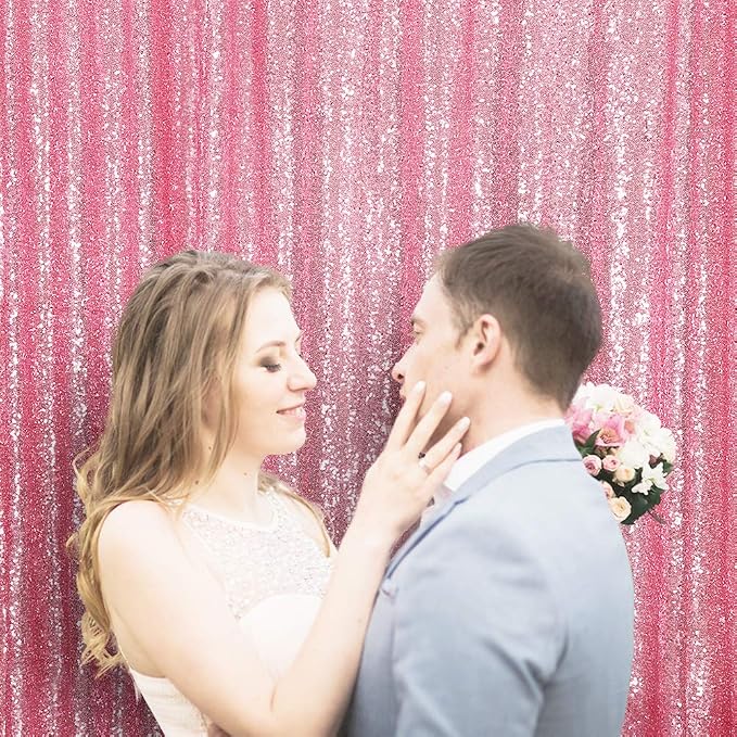 Poise3EHome Fuchsia Pink Sequin Backdrop, 6Ft x 8Ft Glitter Photography Background Curtains for Party Baby Shower Wedding Birthday Decoration - Image 7