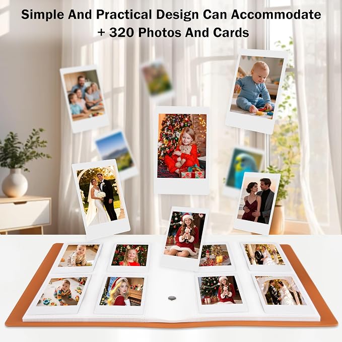320 Pockets 2x3 Inch Photo Album for Polaroid & Instax Mini Pictures, Brown | PU Leather Cover, Gift Box Packaging, Acid-Free Pages, With Snap Closure, Securely Hold all Your Precious Instant Snapshots - Image 2