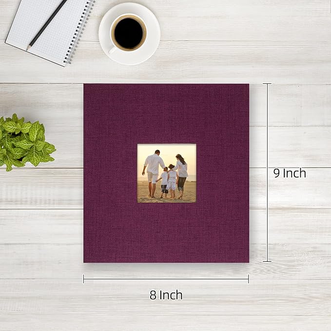 potricher Photo Album 4x6 Pictures, 200 Pockets, Linen Cover, Purple | Linen Cover, Front Window, Large Capacity 4x6 Picture Albums, Photo Book for Family, Wedding, Anniversary, Baby, Keepsake - Image 2