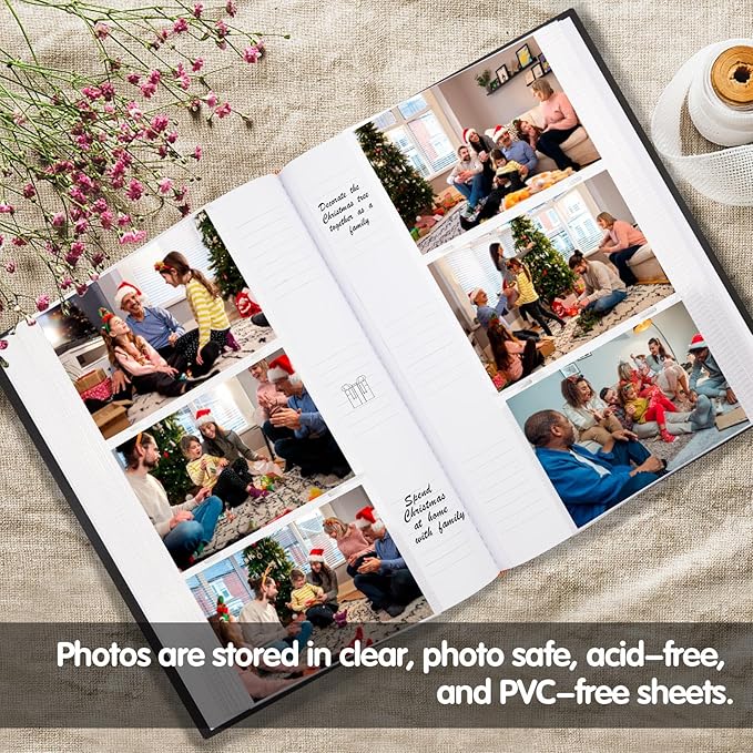 450 Pocket 4x6 Photo Album with Writing Space, Linen Cover, Black | Large Capacity, 4x6 Album Book, with Memo for Family, Wedding Baby, Travel Memories Graduation Pictures - Image 5