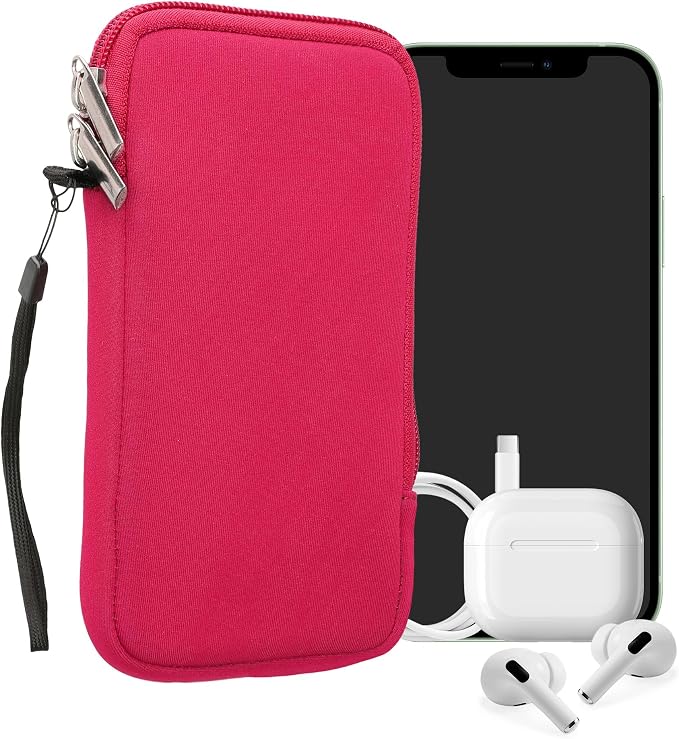 kwmobile Universal Phone Pouch Size XL - 6.7/6.8" - Neoprene Smartphone Pouch with Zip - Water-Repellent Mobile Phone Case - Sleeve in Dark Pink by kwmobile