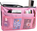 Vercord Purse Organizer Insert for Handbags Bag Organizers Inside Tote Pocketbook Women Nurse Nylon 13 Pockets Pink Medium by Vercord
