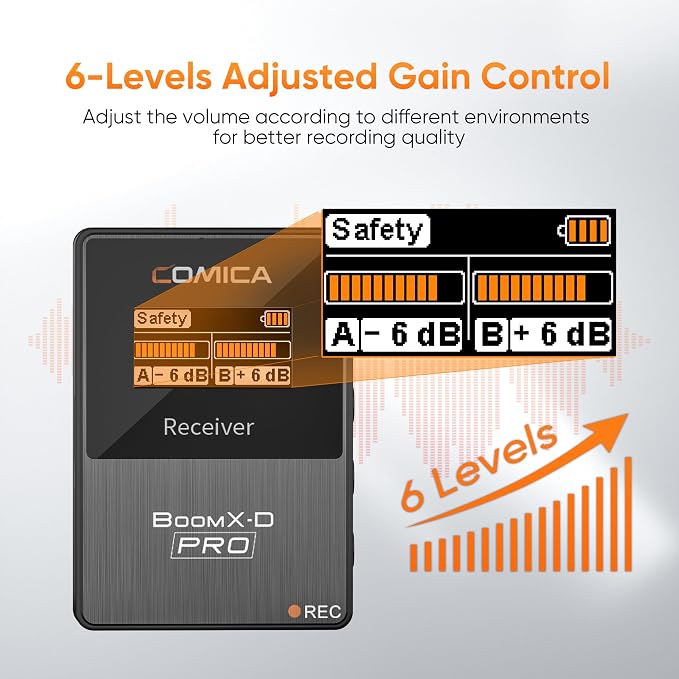 COMICA BoomX-D2 PRO Wireless Lavalier Microphone for iPhone Android Camera | Built-in 16GB Recorder, Noise Cancellation, 656ft Stable Range, Safety Audio Track, for YouTube, TikTok, Vlog, Interview - Image 7