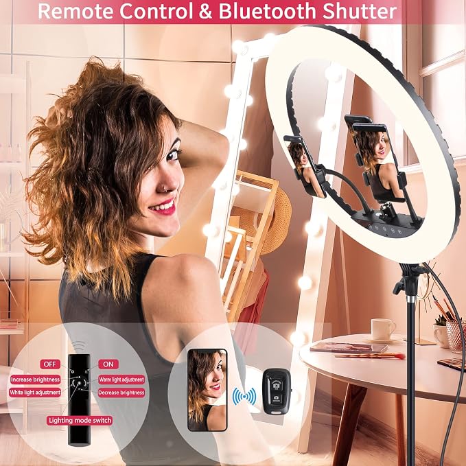 21 inch LED Ring Light with Tripod Stand, Large Selfie Ring Light with Touch Panel for YouTube Vlog Video Shooting, Makeup Studio Portrait with Carrying Bag and Remote Controller, CRI>97 - Image 3