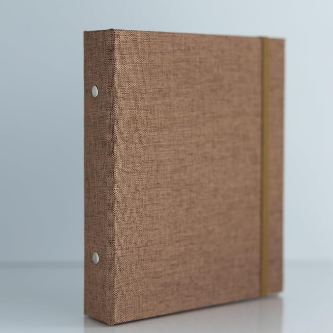 Photo Album For 2X6 Photo Booth Slip In Strips And 4X6 Pictures - 6 Ring Notebook Binder With 20 2 By 6 Sleeves - Fits 80 Photobooth Prints (UMBER BROWN - LINEN HARDCOVER, 4X6) - Image 2