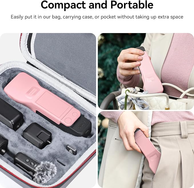 AMAZEAR Gimbal Screen Protective Cover for DJI OSMO Pocket 4/3/Xtra Muse, Pocket4 Accessories Portable Lens Cap Hard Case with Soft Lining for Carry/Protection/Storage, Quick Open/Close, Light-Pink - Image 4
