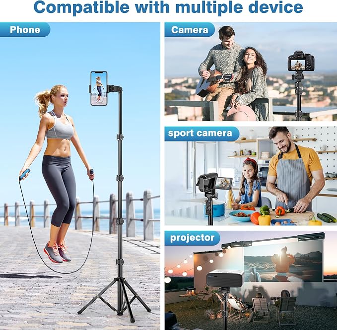 70" Phone Tripod with Remote & Holder, Portable Cell Phone Stand | Selfie Stick for Video Recording, Compatible with iPhone 14/13 Pro Max/Android/Camera - Image 7