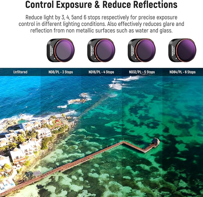 NEEWER Polarized ND Filter Set Compatible with DJI Mini 4 Pro, ND8 ND16 ND32 ND64 ND128 ND256 ND1000 ND8/PL ND16/PL ND32/PL ND64/PL LPR CPL Black Diffusion 1/4 Filter for Mist Cinematic Effect, FL-B05 - Image 6