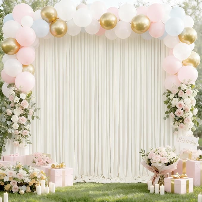 Beige Backdrop Curtains-Wrinkle-Free Polyester Photography Drapes Party Curtain Background for Baby Shower Wedding Decorations- 8 X10FT (Beige) - Image 7