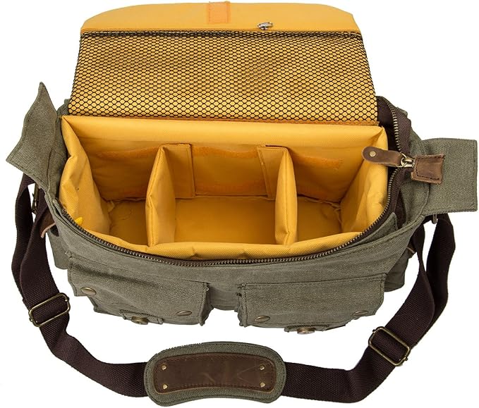 Men's Lightweight Vintage Waterproof Canvas DSLR SLR Shockproof Camera Shoulder Messenger Bag Sling Bag - Image 3