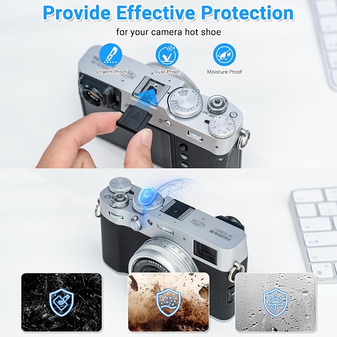 Camera Hot Shoe Cover for Fujifilm X Half X100VI XS20 XH2 X-T30 III-Black | Camera Hotshoe Protector Cap,for Fujifilm XT20 XT10 XE4 XE3 XE2S XT4 XT200 XT100 X100V X100F GFX100RF GFX 100S 100 50R 50S II - Image 3