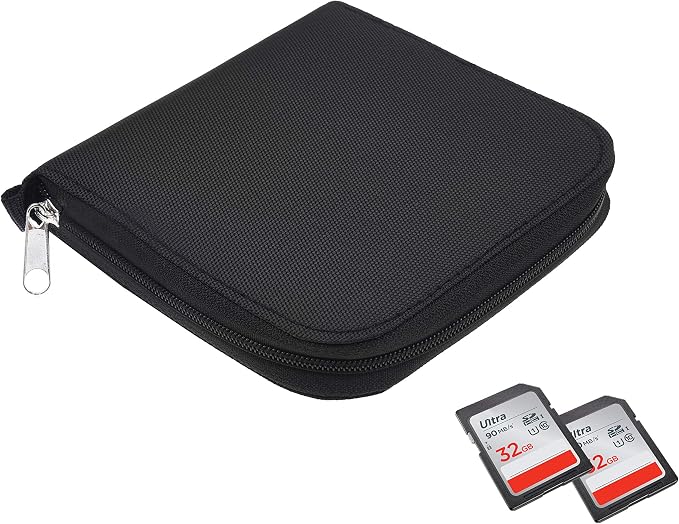 CamKix Memory Card Case - Fits up to 88x SD, SDHC, Micro SD, Mini SD and 4X CF - Holder with 88 Slots (8 Pages) - for Storage and Travel - Microfiber Cleaning Cloth, Carabiner and Labels Included - Image 3