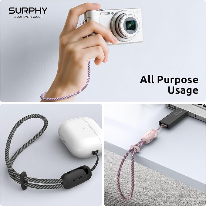 SURPHY 3 Pack Phone Wrist Strap, Phone Lanyard with Cellphone Tether Tab | Phone Strap Charm, Camera Wrist Strap with 2-Color Braided, Phone Wristlet, Wrist Lanyard for Case - Image 7