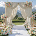 10 ft x 10 ft Wrinkle Free Beige Backdrop Curtain for Parties, 2 Panels 10ft Polyester Beige Photo Backdrop Drapes for Graduation Birthday Wedding Party Stage Curtains by Outpain