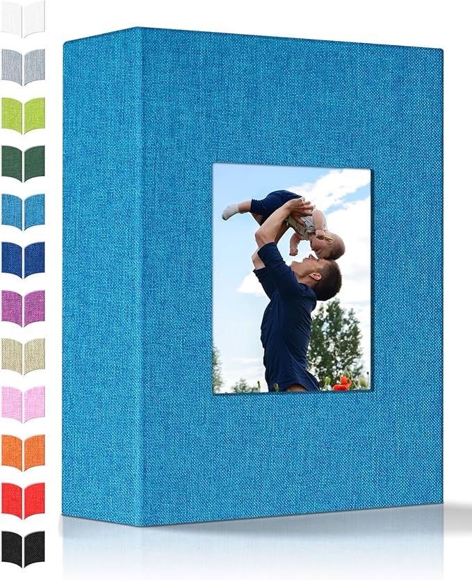 Artfeel Photo Album 4x6 with 100 Pockets,Slip-in Picture Albums,Linen Cover Memory Book with Front Window,White Page Vertical Photo Book for Wedding,Family,Anniversare,Baby,Vacation by Artfeel
