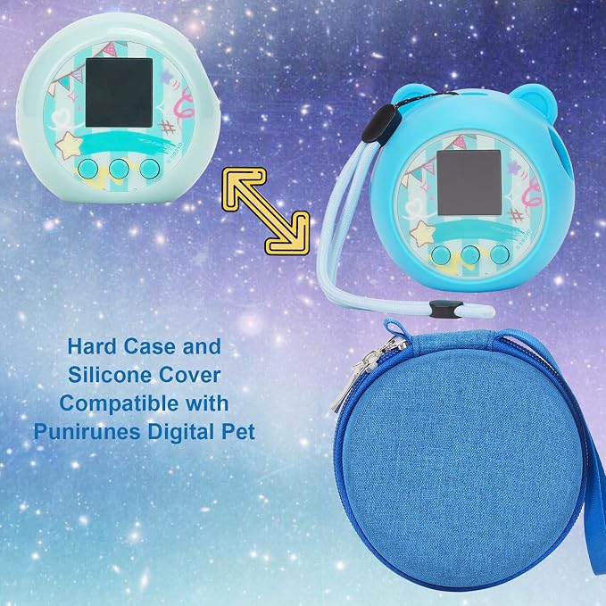 YouKnow Travel Case and Silicone Cover Compatible with Punirunes Interactive Toy Digital Pet, with Full Coverage PET Clear Film (Silicone and Carrying Case) (Blue) - Image 5