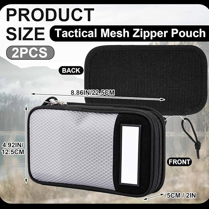 Aliceset 2 Pcs Tactical Pouch Admin Pouch Tactical Bag Insert Panel Organizer with Writable Patches, Molle Panel Accessories Utility Storage Pocket Accessories (Black, White,Vertical Style) - Image 2