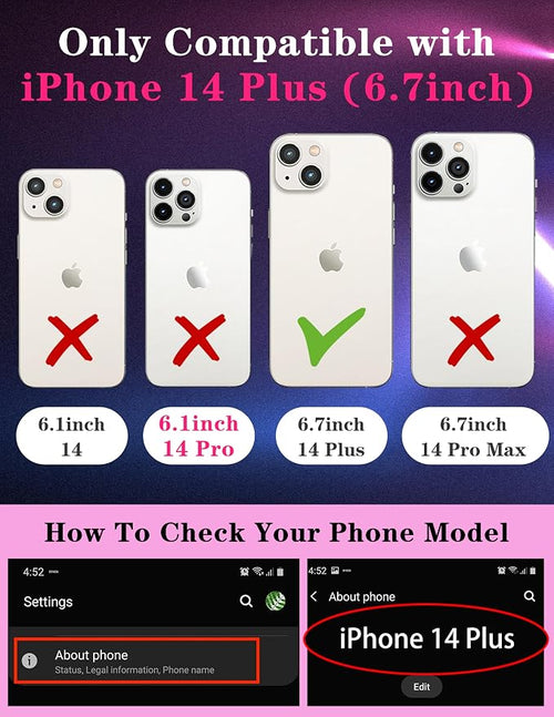 (2in1 for iPhone 14 Plus Case Sun and Moon Stars for Women Cute Space Phone Cover with Slide Camera Cover Protective Fashion Golden Print Design Cases for iPhone 14Plus 6.7 inch - Image 2