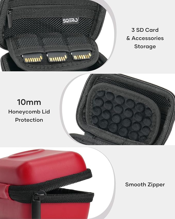 SQERO Digital Camera Case for KODAK PIXPRO FZ45 FZ55 & CAMKORY 1080P | Compact Travel Bag with 3 SD Card Slots,Small Lightweight Pouch, Cute Gifts for Adults Kids - Image 4