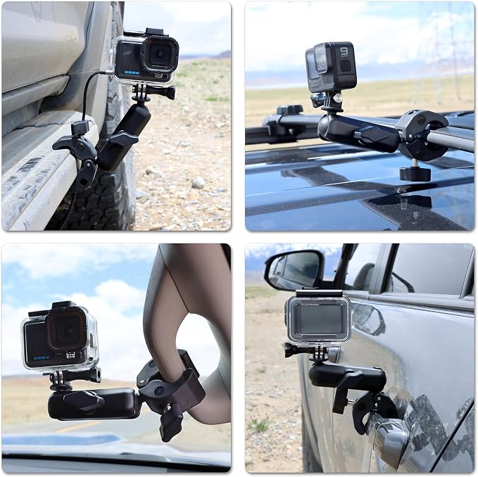 SOONSUN Super Clamp Mount with Dual 360° Ball Heads & Phone Holder, Heavy-Duty Camera Clamp Mount for GoPro Hero 13 12 11 10 9, Insta360, DJI Osmo, DSLR, Smartphones & Action Cameras - Image 7