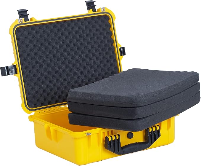 MEIJIA All Weather IP67 Waterproof Hard Camera Case,Hard Protective Case,Hard Case with Customizable Foam,Fit Use of Drones,Camera,Equipments,Pistols(Yellow,19.78x15.77x7.41inches) - Image 2