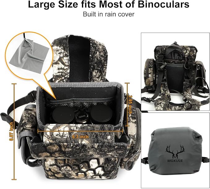 MOXULE Binocular Harness Chest Pack: Bino Case with Rangefinder Pouch | Silent magnetic lid, one-handed access, removable pouches, rain cover, MOLLE webbing for hunting hiking bird watching - Image 4