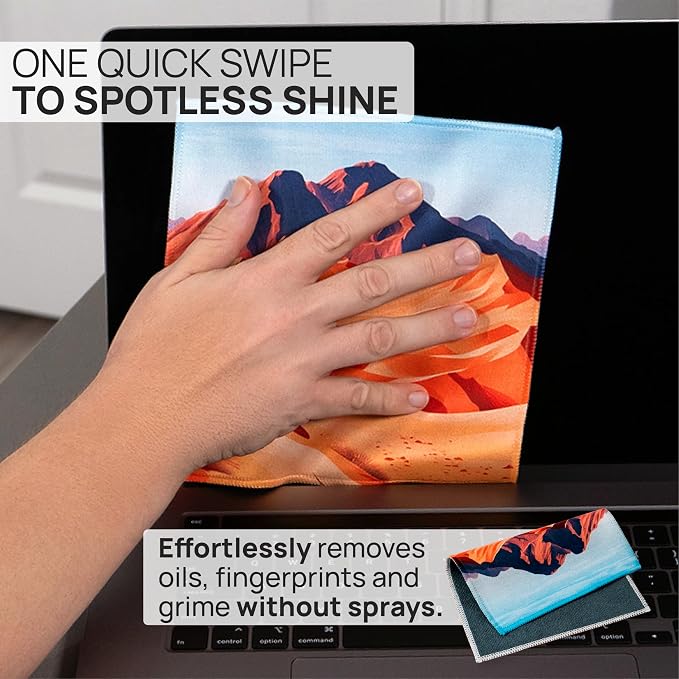 Microfiber Wholesale Quick Cloth Glasses Cleaning Cloths 8x8 Desert 1-Pack | with Case | Double-Sided Lens Cleaner for Eyeglasses, Camera, Screens & Glass | Reusable Microfiber Glass Polishing Cloths - Image 2
