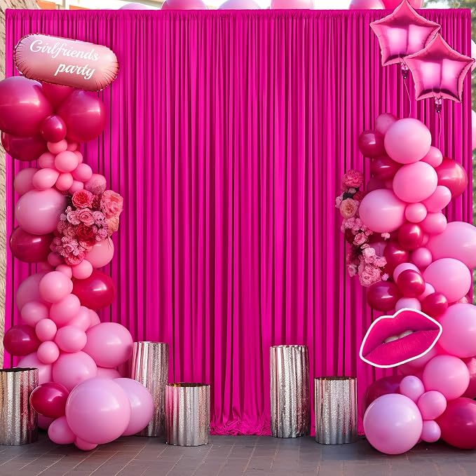 8 Panels Fuchsia Backdrop Curtain for Parties Birthday Party Wrinkle Free Hot Pink Photo Curtains Backdrop Drapes Fabric Decoration for Wedding 40ft(W) x 10ft(H) - Image 9