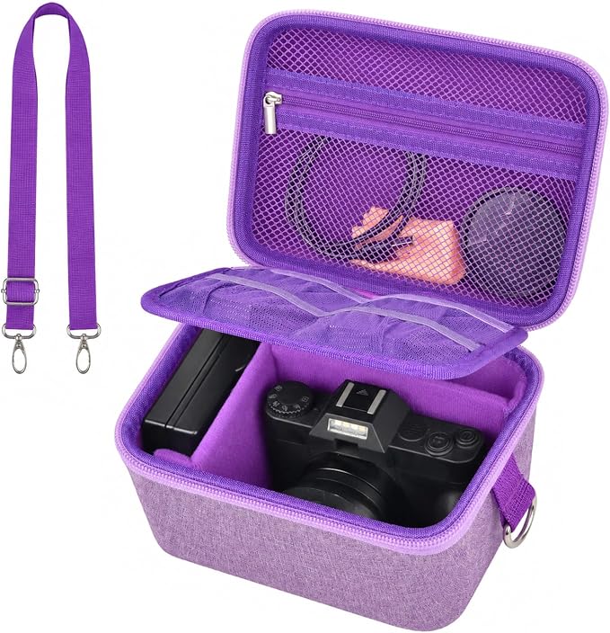 Comecase Large Travel 4K Vlogging Camera Case for Duluvulu/for AUREAPIX | Outdoor Camera Storage with 2 Dividers and Mesh Pocket, for Vloggers and Content Creators, Trip Ready, Full Purple- Case Only by COMECASE