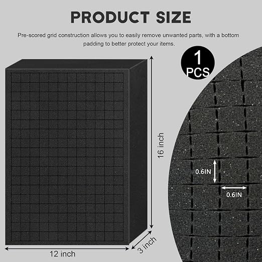 Pick and Pluck Foam Sheets, 1Pcs 16 x 12 x 3 Inch Pick Apart Foam Inserts for Camera Storage, Crafts, Tool Box, Storage Drawer - Image 2
