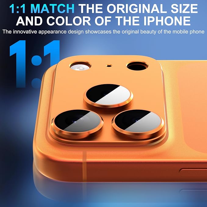 Suoman for iPhone 17 Pro Max Camera Lens Protector -Orange | [All-in-one Frosted] [Strong-Adhesion] Metal Frame Tempered Glass Camera Lens Cover - Image 3