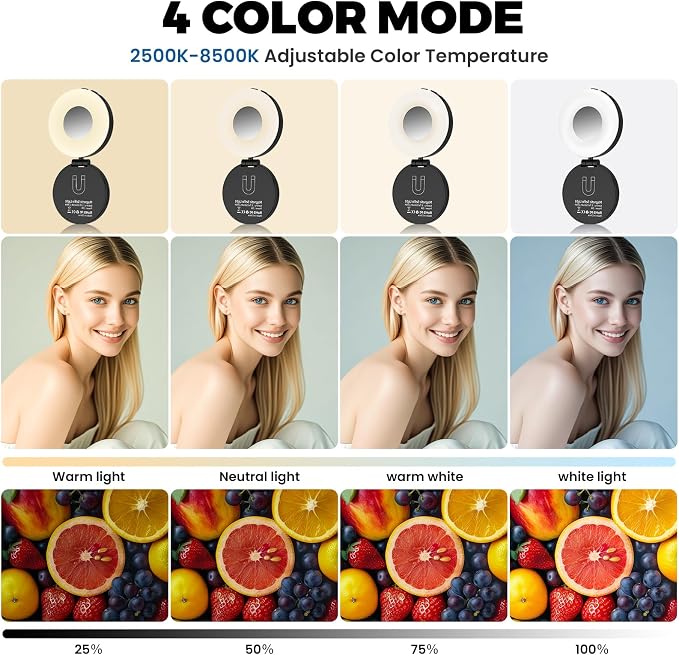 Magnetic Selfie Light, Phone Selfie Ring Light Compatible with iPhone Magsafe, 3-in-1 Magnetic Beauty Selfie Light for Phones with Mirror for Selfies/Photography/TikTok/Zoom Calls/Video Conference - Image 4