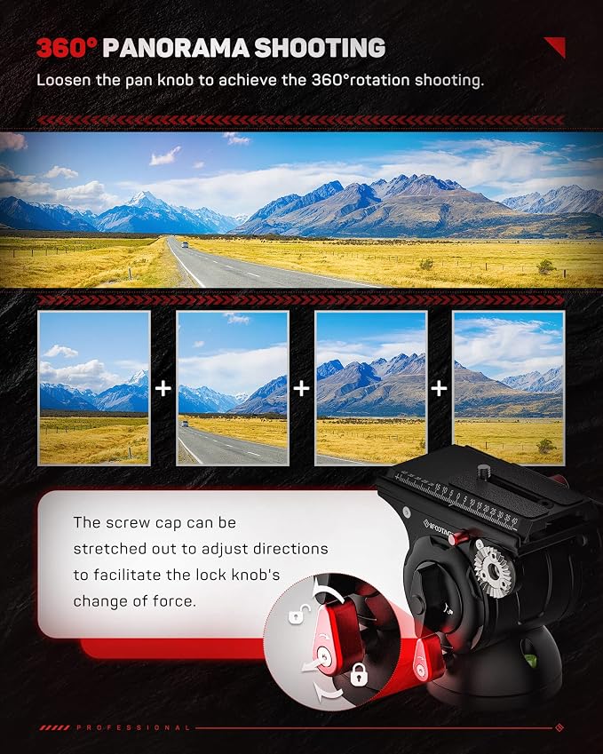 IFOOTAGE Komodo K5S Fluid Head Video Head Pan Tilt Mount | Aluminum Fluid Head Mount for DSLR Camera Camcorder Monopod Tripod, Professional Pan Tilt Tripod Head, Payload 5KG/11lb - Image 4