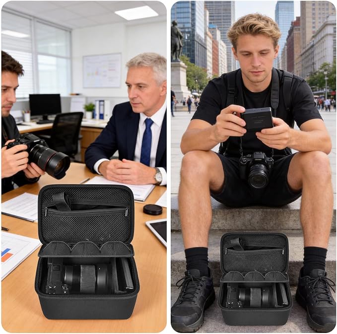 casmilee Camera Case for Sony Alpha ZV-E10 Alpha a6400/ a6700/ a6100/ a6000/ a6600/ a6500 Mirrorless Digital Camera, Hard Travel Bag with a Shoulder Strap for Lens & Accessories (Black, Large) - Image 7