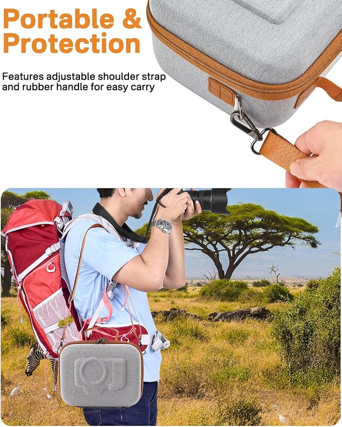 RAIACE Hard Case Compatible with Sony Alpha 7 II III IV/7R V Camera, for Nikon, for Canon, for Pentax and More. Mesh Pocket for Charger, Cables, Cards and Accessories. (case only) (Gray) - Image 5