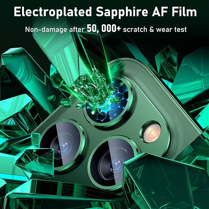 UniqueMe for iPhone 13 Pro/13 Pro Max Camera Lens Protector-Alpine Green | Strong Drop Protection, Not Easy to Fall-off, Metal Ring, Tempered Glass, Rear Camera Screen Cover - Image 4