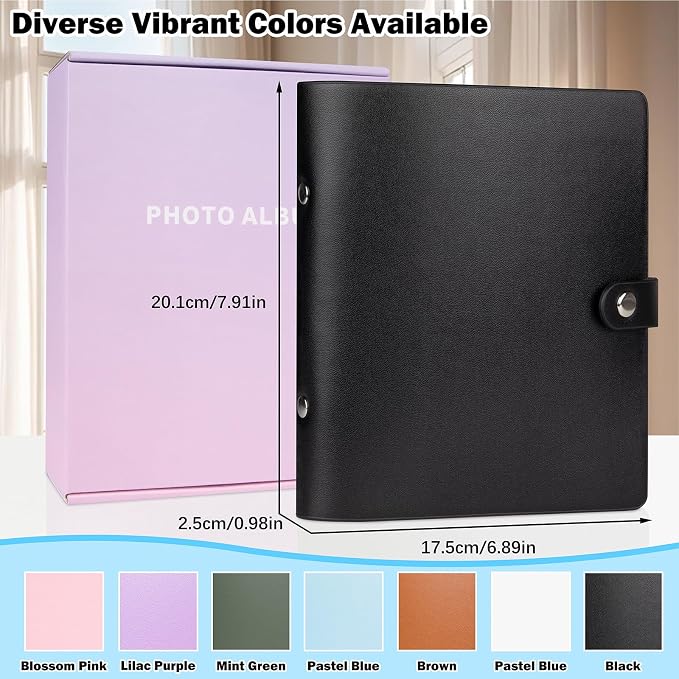 Ruibytree 320 Pockets Album for Instax Mini & Polaroid 2x3" Pictures,Black | Gift-Ready Packaging, PU Leather Cover, Acid-Free Pages, Side-Loading Clear Pockets, Durable Binding, Easy Photo Viewing - Image 4