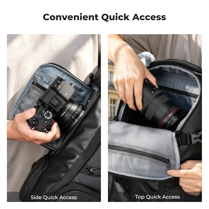 K&F CONCEPT Camera Backpack,30L Large Capacity Camera Bag for Photographers | Raincover, 16 Inch Laptop Compartment, Compatible for Canon/Nikon/Sony/DJI Mavic Drone, Travel, B12 - Image 6