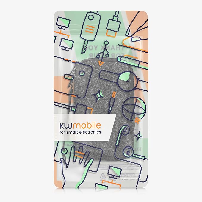 kwmobile Universal Phone Pouch Size L - 6.5" - Neoprene Smartphone Pouch with Zip - Water-Repellent Mobile Phone Case - Sleeve in Anthracite/White - Image 7