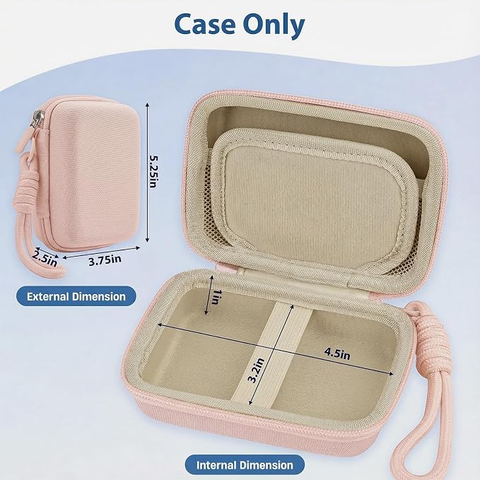 Digital Camera Case for CAMKORY/KODAK PIXPRO FZ45/FZ55/Canon IXUS 285 HS/AbergBest/Sony DSCW800/DSCW830 - Small Travel Compact Camera Holder with Mesh Pocket for SD Card & Accessories (Light Pink) - Image 4