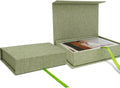 Vienrose Small Photo Storage Box, 4"x6", Linen Postcard Keeper, Grass Green | 1Pc Sturdy Linen Cover Box for Photos, Postcards & Sticker Storage, Perfect for Home, Office, Craft Room, and Travel by Vienrose