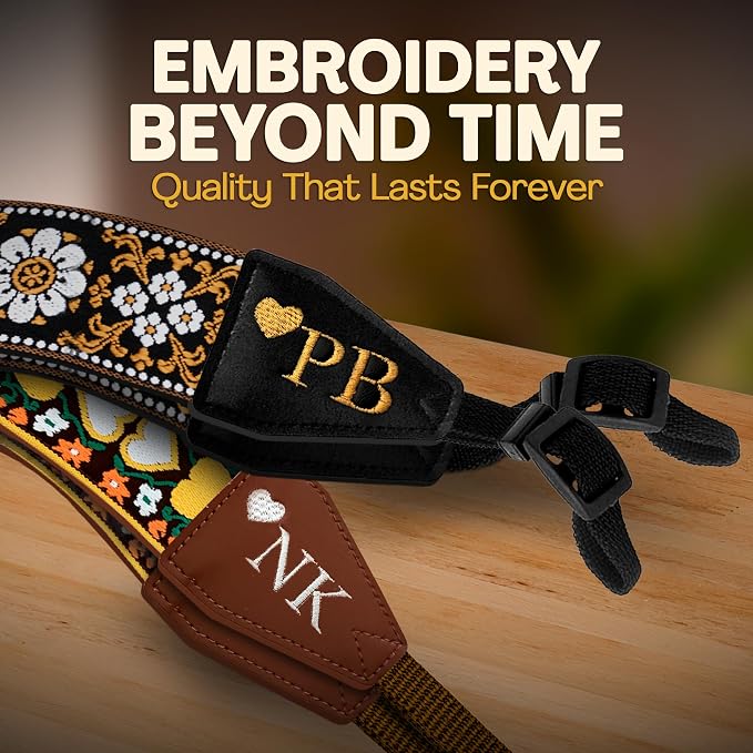 Art Tribute Camera Strap Personalized With Name - Shoulder, Crossbody & Neck Camera Strap for Photographers, Fits All Cameras, Canon Nikon Sony Fujifilm, Padded Strap W/Quick Release & Leather Ends - Image 5