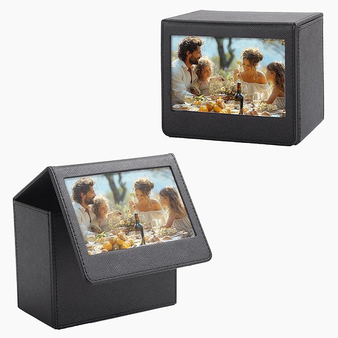 Photo Storage Box for Instax Wide/Polaroid Now+/I-Type/OneStep2 Instant Film, 3.5x4.25” Photo Holder fits for Fujifilm Instax Wide 400/300 Wide Picture Display - Black by HIYQIN