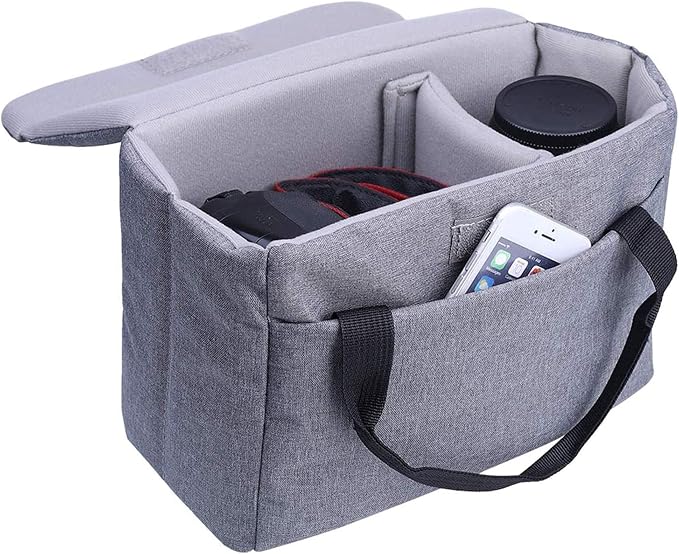 Camera Inserts Protective Bag Padded Insert Camer Cube Water Resistant DSLR SLR Case Foldable Liner for Sony,Canon,Nikon,Olympus Camera Lens Accessories Grey by BOMKEE